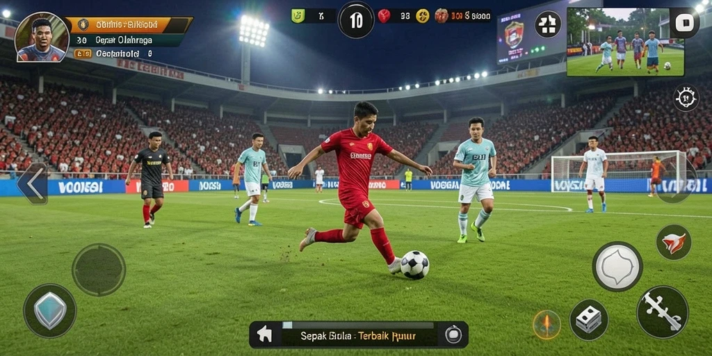 Tampilan gameplay menegangkan dari game sepak bola 8055.