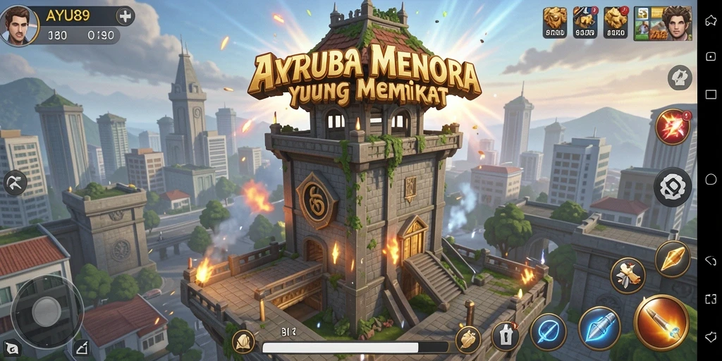 Tampilan gameplay AYU89 yang menegangkan dalam mode Tower Defense.