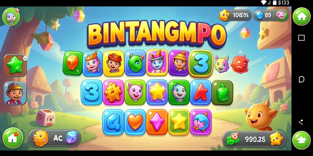 Screenshot BINTANGMPO menampilkan gameplay Match-3 yang menarik.