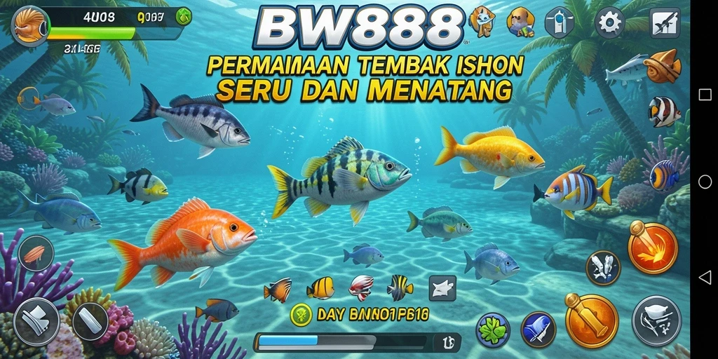Screenshot BW888 menampilkan aksi menembak ikan yang seru dan mendebarkan.