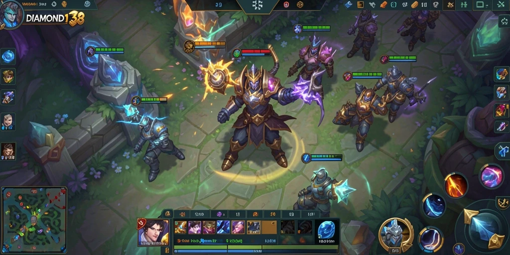 Tampilan seru dari gameplay MOBA DIAMOND138 dengan karakter heroik.