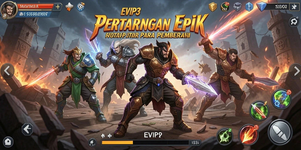 Tangkapan layar gameplay EVIP3 menampilkan aksi pertarungan yang intens.