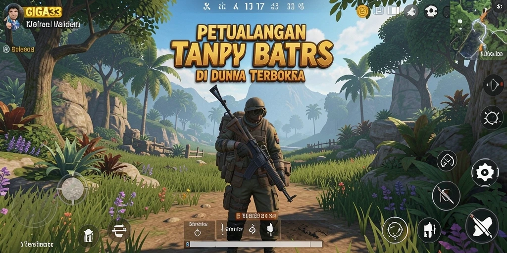 Screenshot GIGA33 menampilkan petualangan spektakuler di dunia terbuka.