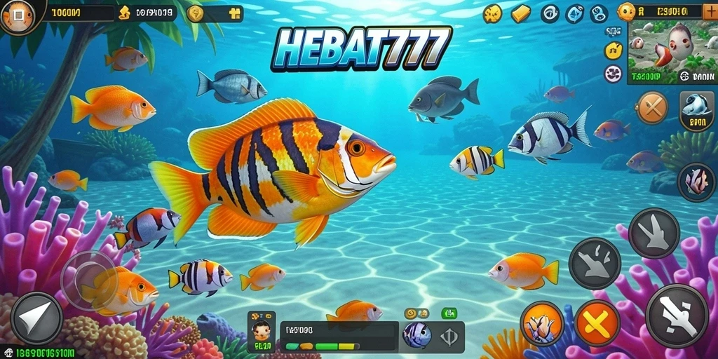 Screenshot gameplay HEBAT777 menampilkan aksi seru dalam berburu ikan.
