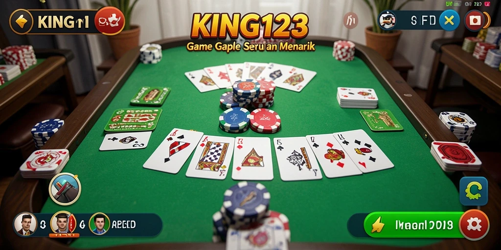 Screenshot KING123 menampilkan gameplay Gaple yang seru dan interaktif.