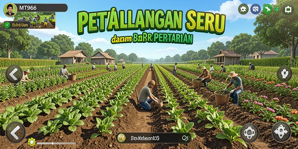 Tampilan screenshot gameplay MT966 yang menunjukkan aktivitas berkebun.