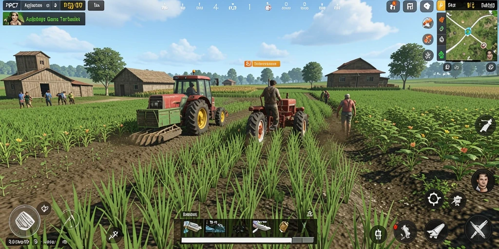 Screenshot gameplay PCPC7 menampilkan aktivitas bertani yang seru dan menarik.