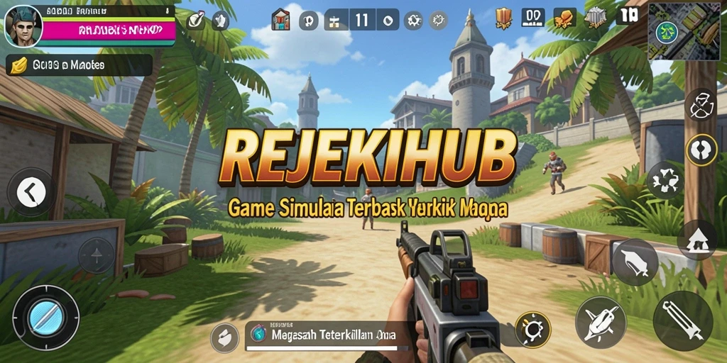 Screenshot gameplay menampilkan aktivitas simulasi di REJEKIHUB.