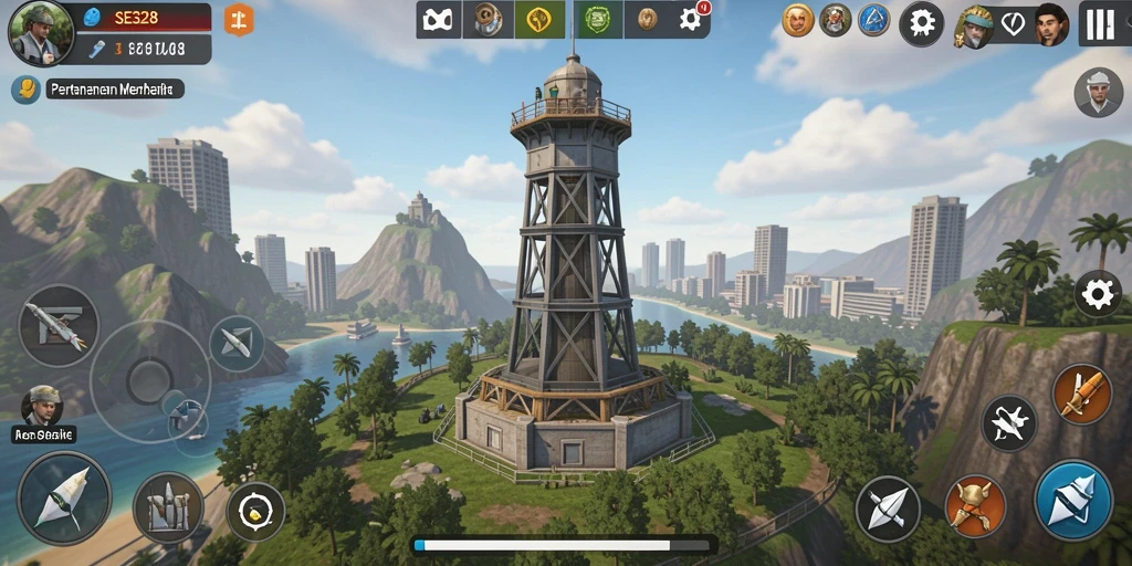 Tampilan gameplay menawan dari SE328 dalam permainan Tower Defense.