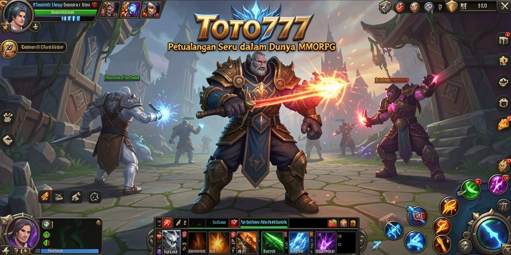 Screenshot gameplay TOTO777 menampilkan pertempuran epik dan eksplorasi dunia fantastis.