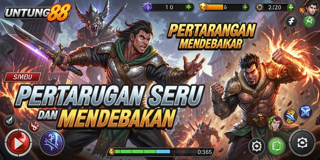 Tampilan gameplay seru dalam pertarungan UNTUNG88 yang mendebarkan.