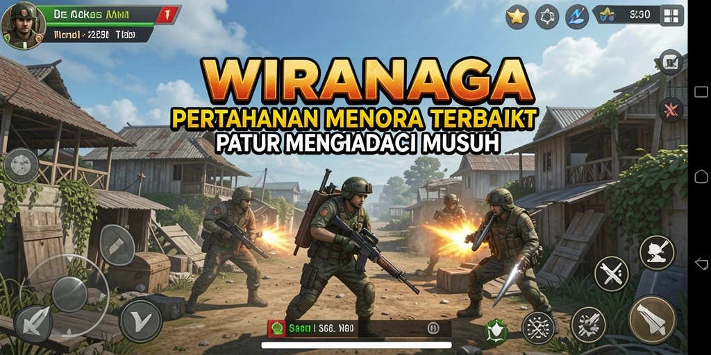 Tangkapan layar WIRANAGA menunjukkan aksi pertahanan menara yang mendebarkan.